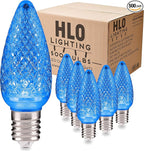 HLO Lighting Set of 500 Blue C9 Faceted LED Christmas Light Bulbs for Indoor & Outdoor Use | Durable Replacement Bulbs