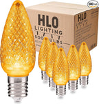 HLO Lighting Set of 500 Yellow C9 Faceted LED Christmas Light Bulbs for Indoor & Outdoor Use | Durable Replacement Bulbs
