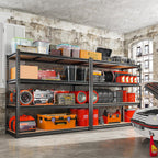 REIBII 48" W Garage Shelving Heavy Duty 2550 LBS Storage Shelves 4 Tier Heavy Duty Shelving, Adjustable Metal Shelves, Industrial Shelf for Garage, Warehouse, Pantry, 48" W x 60" H x 24" D