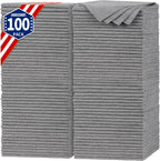 FIXSMITH Shop Towels, Pack of 100, Grey Microfiber Cleaning Cloth Bulk, Microfiber Towels for Cars, All-Purpose Absorbent Cleaning Rags, Dust Cloth for Automotive, Mechanic, Garage, 11.5 x 11.5 inch