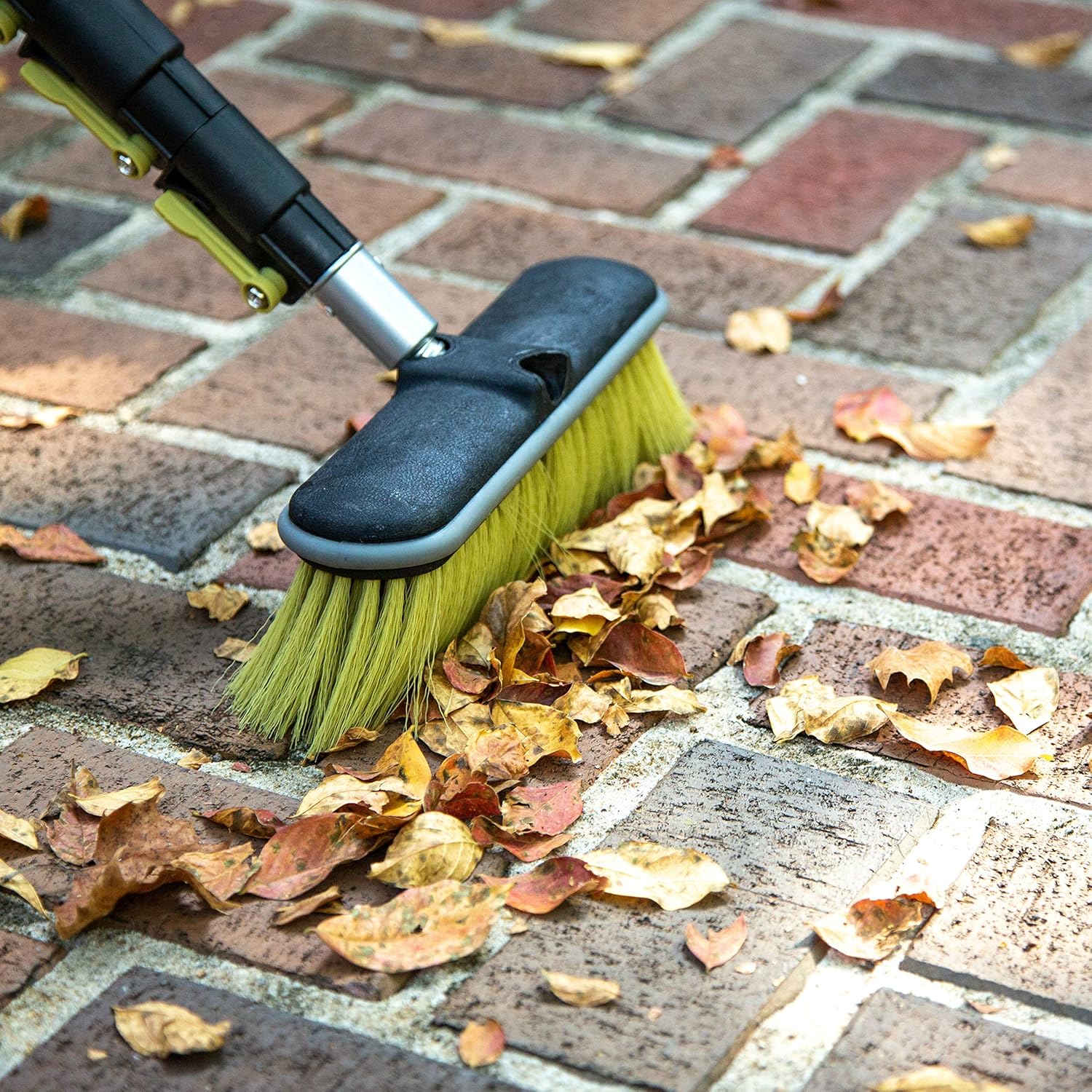 DOCA Scrub Brush 7-30 Ft with Long Handle Extension Pole - Outdoor Broom and Scrubbing Brush for House Floor, Deck, Patio, Car - Medium Brush