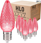 HLO Lighting Set of 500 Pink C9 Faceted LED Christmas Light Bulbs for Indoor & Outdoor Use | Durable Replacement Bulbs