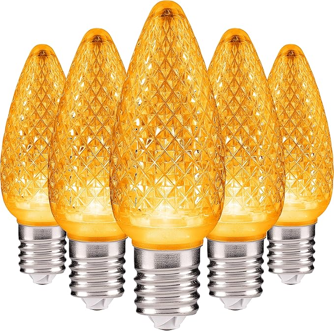 HLO Lighting Set of 500 Yellow C9 Faceted LED Christmas Light Bulbs for Indoor & Outdoor Use | Durable Replacement Bulbs