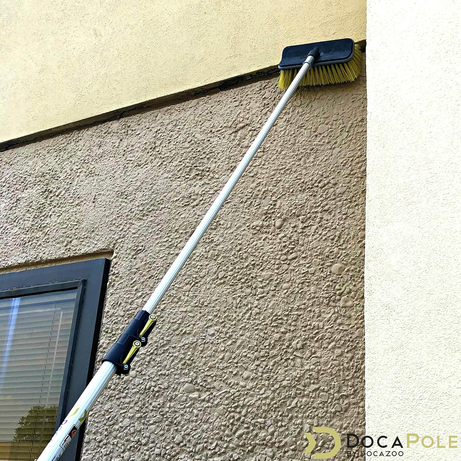 DOCA Scrub Brush Attachment for Long Handle Extension Pole - Outdoor Broom and Scrubbing Brush for House Floor, Deck, Patio, Car - Hard Brush